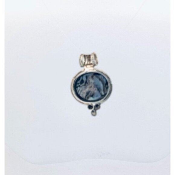 Vintage 925 Sterling Silver Abalone Shell Oval Pendant Estate Jewelry - Picture 3 of 9